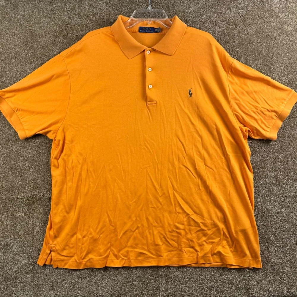 Polo Ralph Lauren Orange Short Sleeve Polo Shirt Mens 2XB Big & Tall Pony Logo